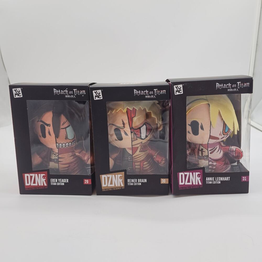 YuMe DZNR Attack on Titan Collectible Designer Plush Set of 3 Eren Annie Reiner